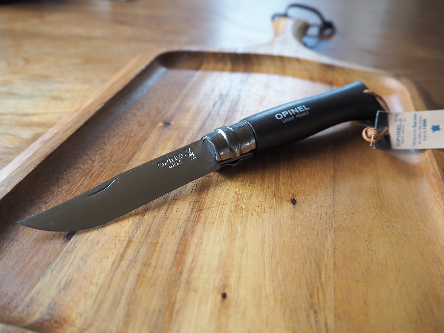 OPINEL ステンレススチール No.08 革紐付き ブラックブラウン