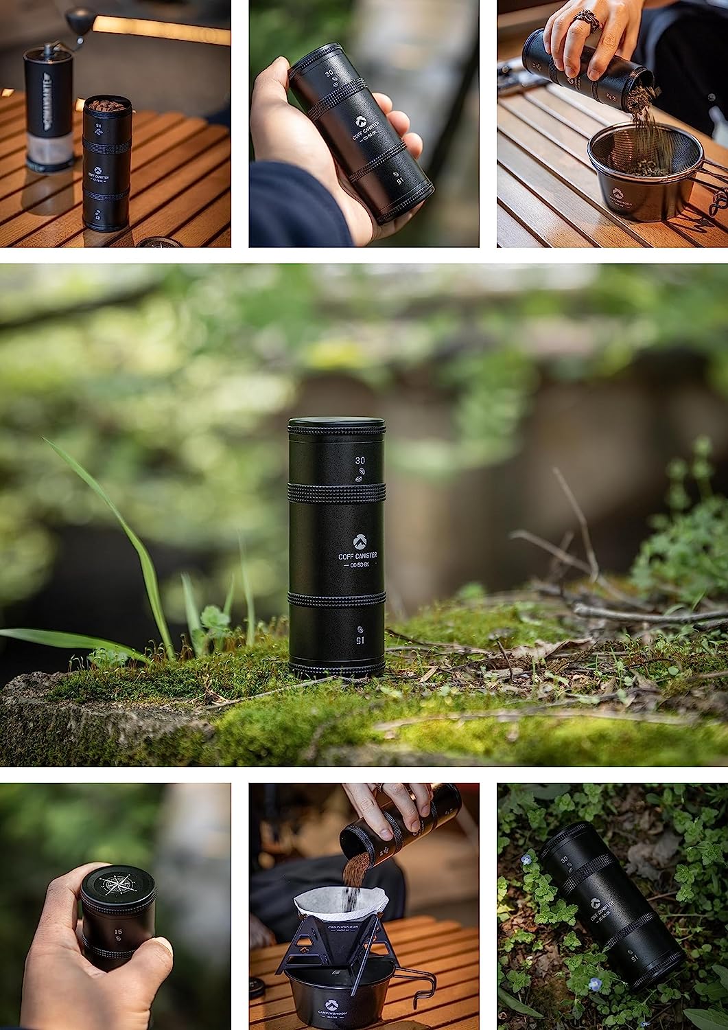 Campingmoon キャンプ コーヒー キャニスターS 2段式 CC-50-BK