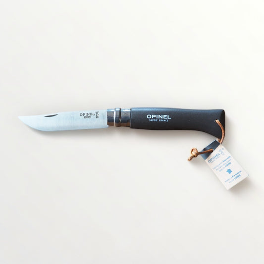 OPINEL ステンレススチール  No.08 革紐付き ブラックブラウン